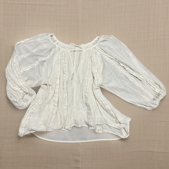 Jen's Pirate Booty Raw Cotton Gauze Boho Peasant Blouse M/L Oversized - Picture 1 of 8